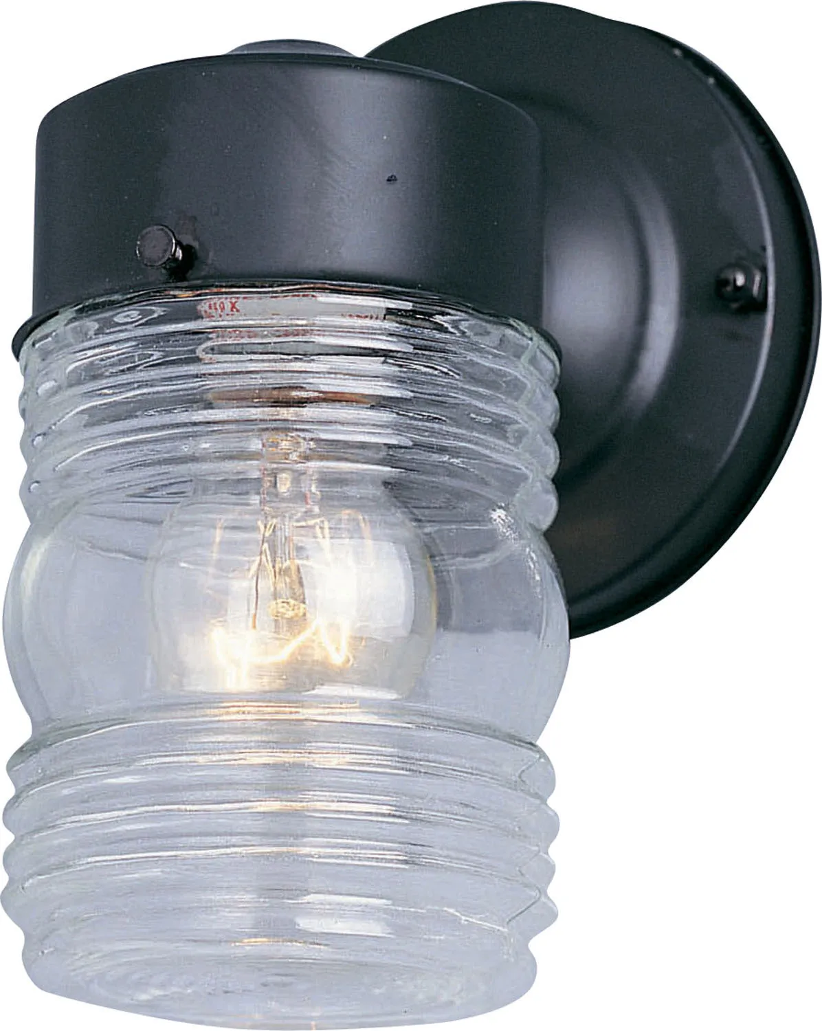 1-Light Outdoor Wall Mount in Black with Clear Glass