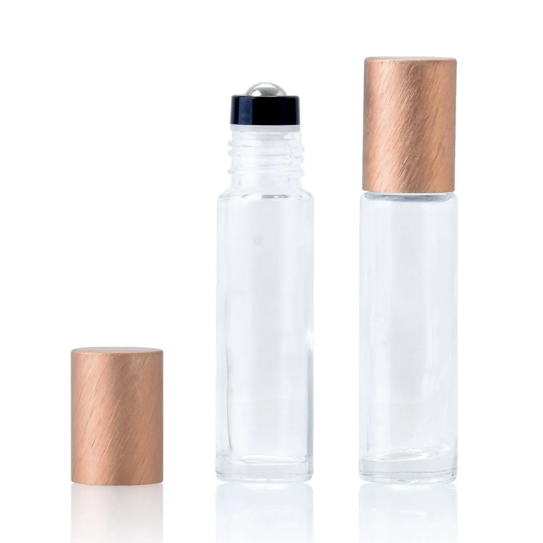 10ml Clear Glass Roller Bottle with Copper Lid (Pk 5)