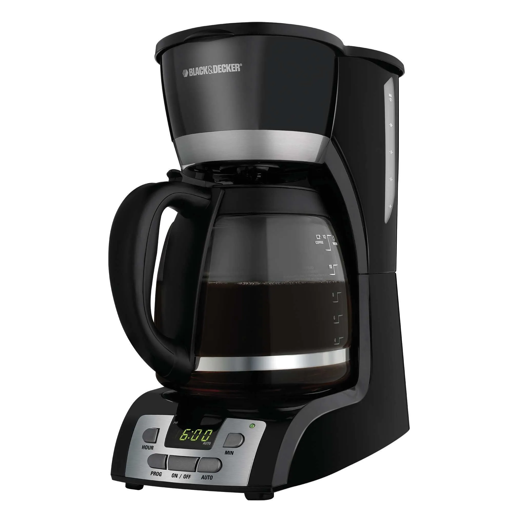 12-Cup Programmable Coffeemaker; Black with Stainless Steel Accents