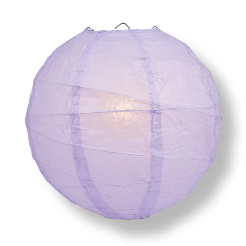 12" Lavender Round Paper Lantern, Crisscross Ribbing, Chinese Hanging Wedding & Party Decoration