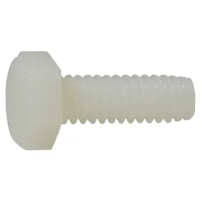 1/4"-20 x 3/4" Nylon Plastic Coarse Thread Hex Cap Screws (10 pcs.)