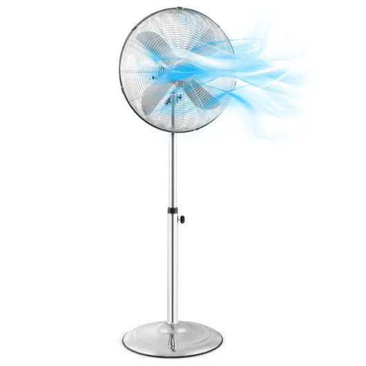 16 Inch Pedestal Standing Fan Oscillating Pedestal Fan with 3 Speeds and Adjustable Height-Silver