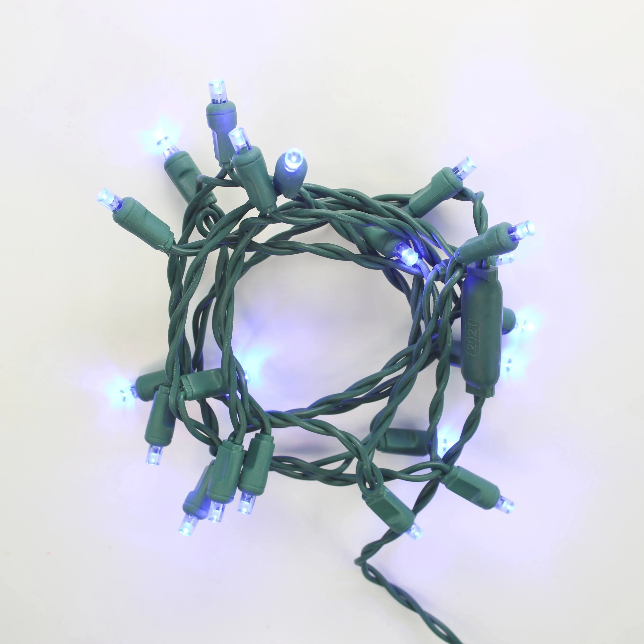 20-light Blue LED Craft Lights, Green Wire