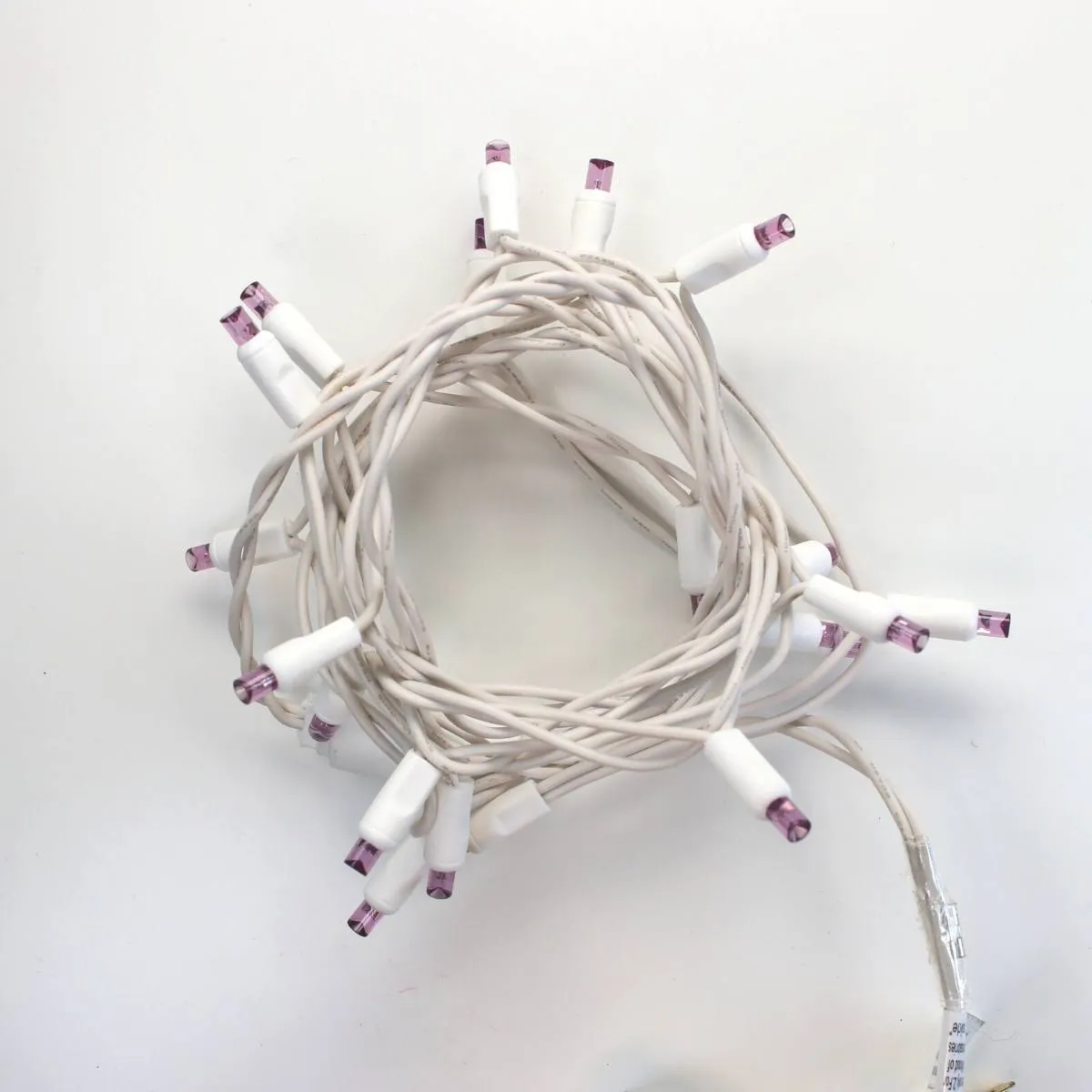 20-light Purple LED Craft Lights, White Wire