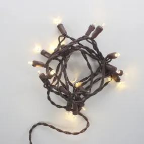 20-light Warm White LED Craft Lights, Brown Wire