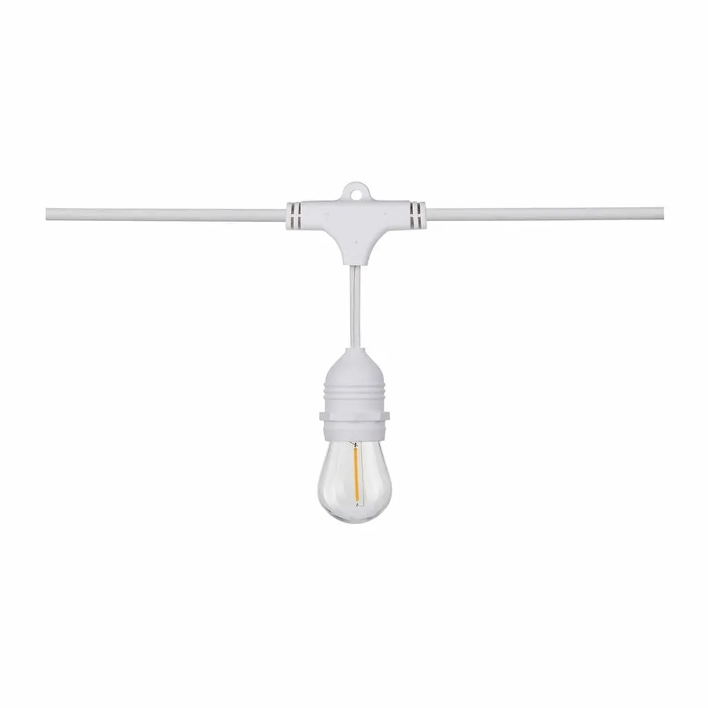 24Ft - LED String Light - Includes 12-S14 bulbs - 2200K - White Cord