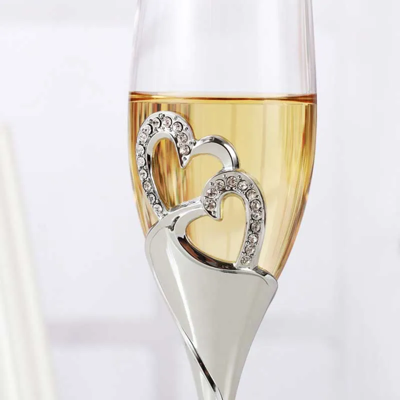 2Pcs Heart Shape Wine Glass Wedding Champagne Glass Wedding Goblet