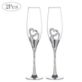 2Pcs Heart Shape Wine Glass Wedding Champagne Glass Wedding Goblet