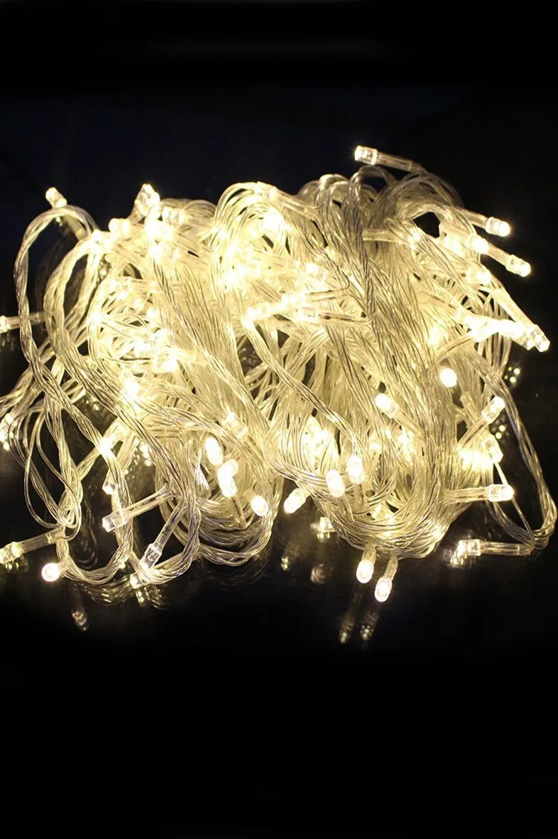 32ft 100 LED Multifunction String Faire Lights with Flexible Plug-in Clear Cable - Warm White