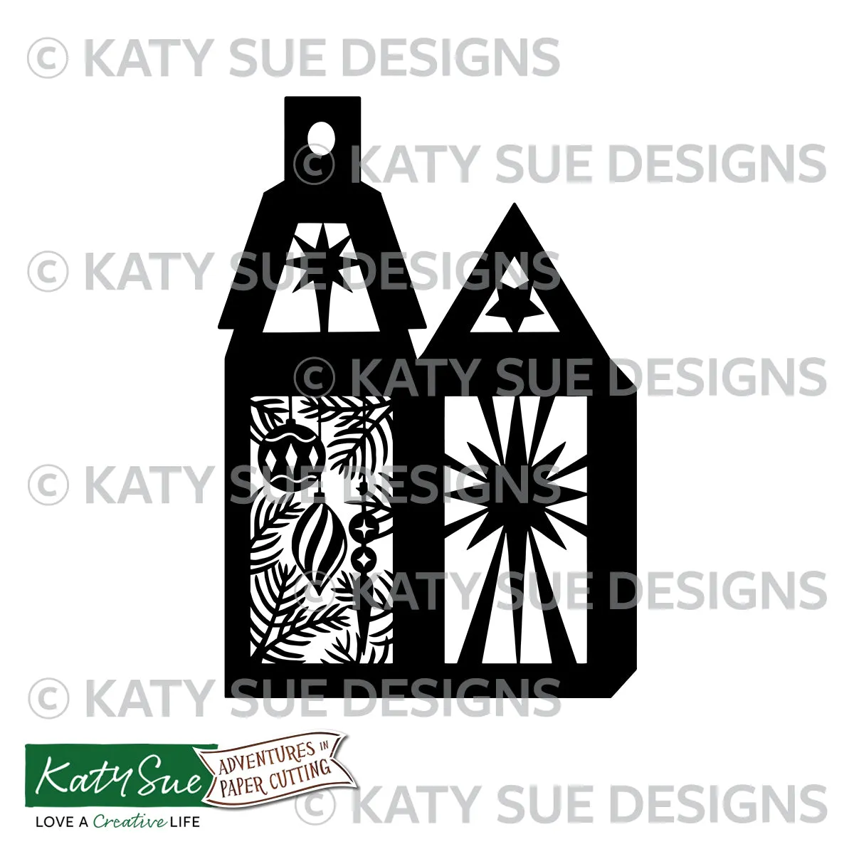 3D Hanging Lanterns Paper Cutting Digital Template