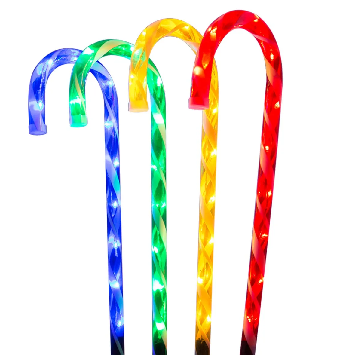 4 Piece Set Candy Cane Stake Lights 40 LED, Multi Coloured