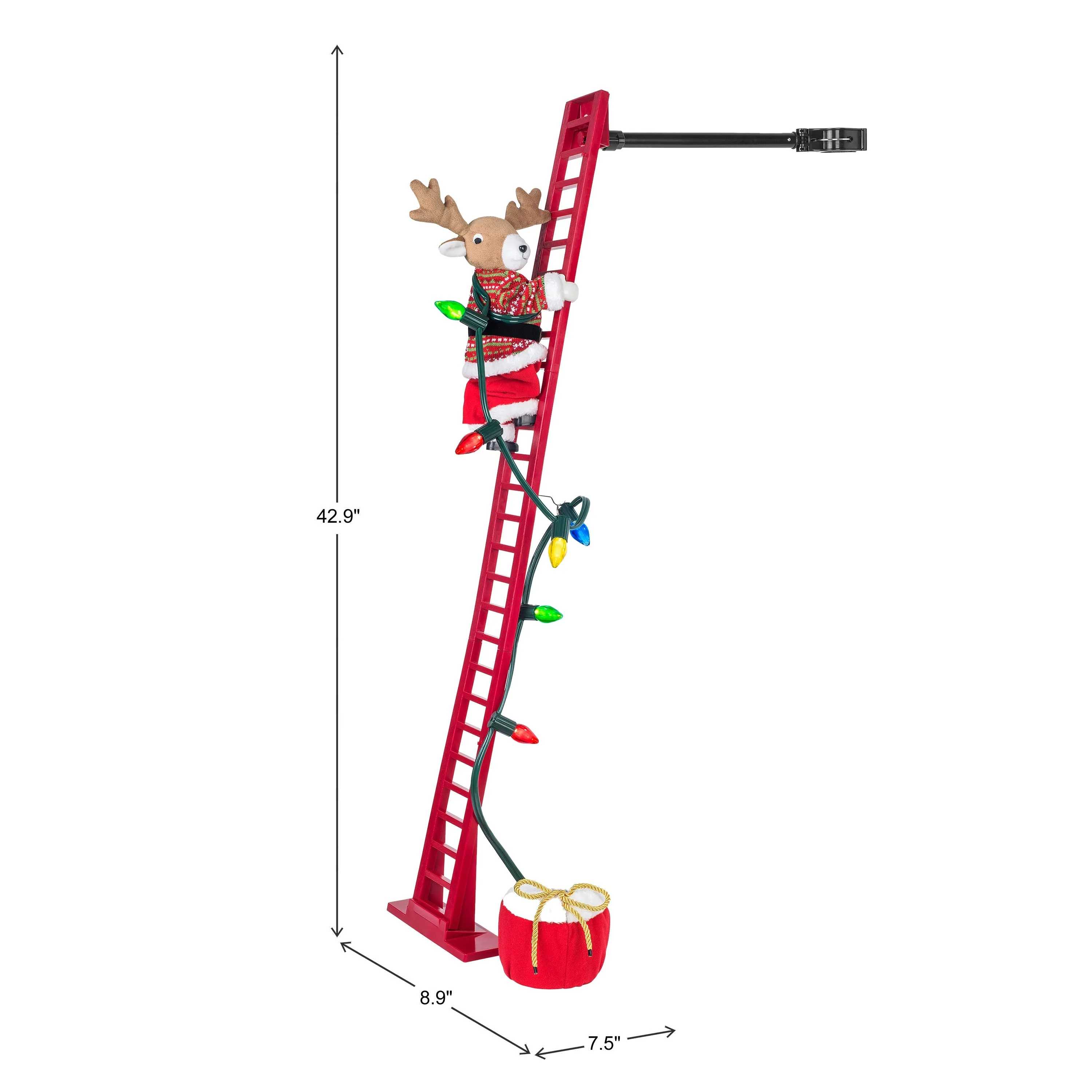 43 in. Animated Ladder Climbing Reindeer