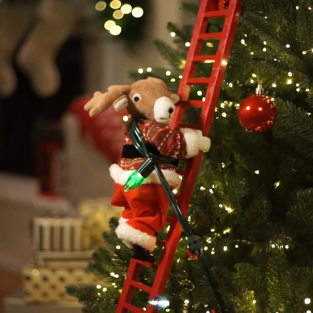 43 in. Animated Ladder Climbing Reindeer