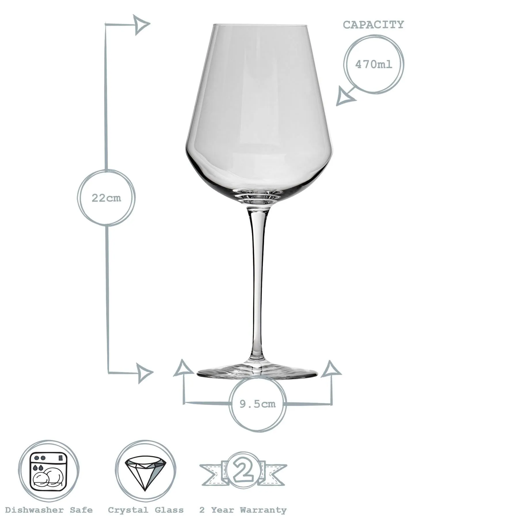 470ml Inalto Uno Wine Glasses - Pack of Six - By Bormioli Rocco