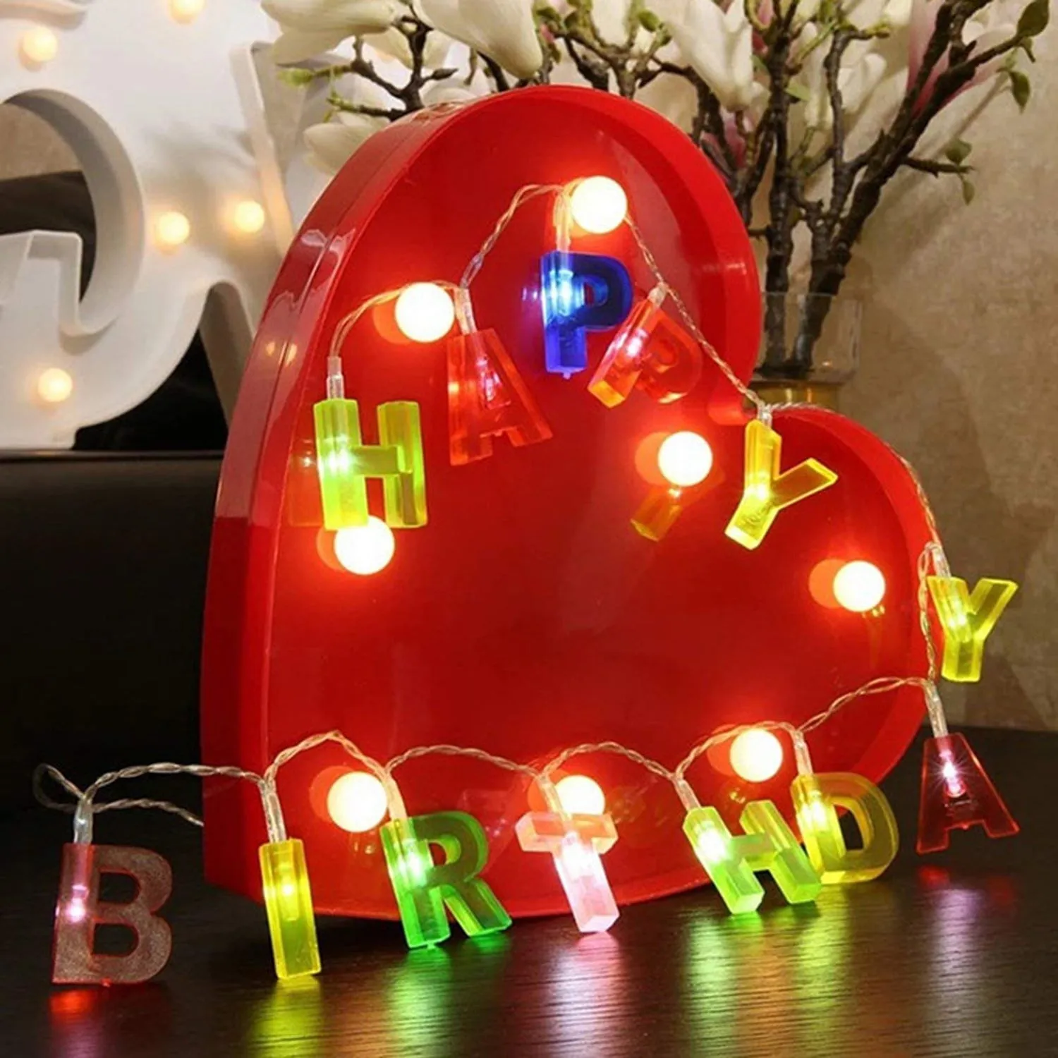 4815 Decoratives Plastic Happy Birthday 13 LED Letter Battery Operated String Lights, Outdoor String Lights (Multicolour)