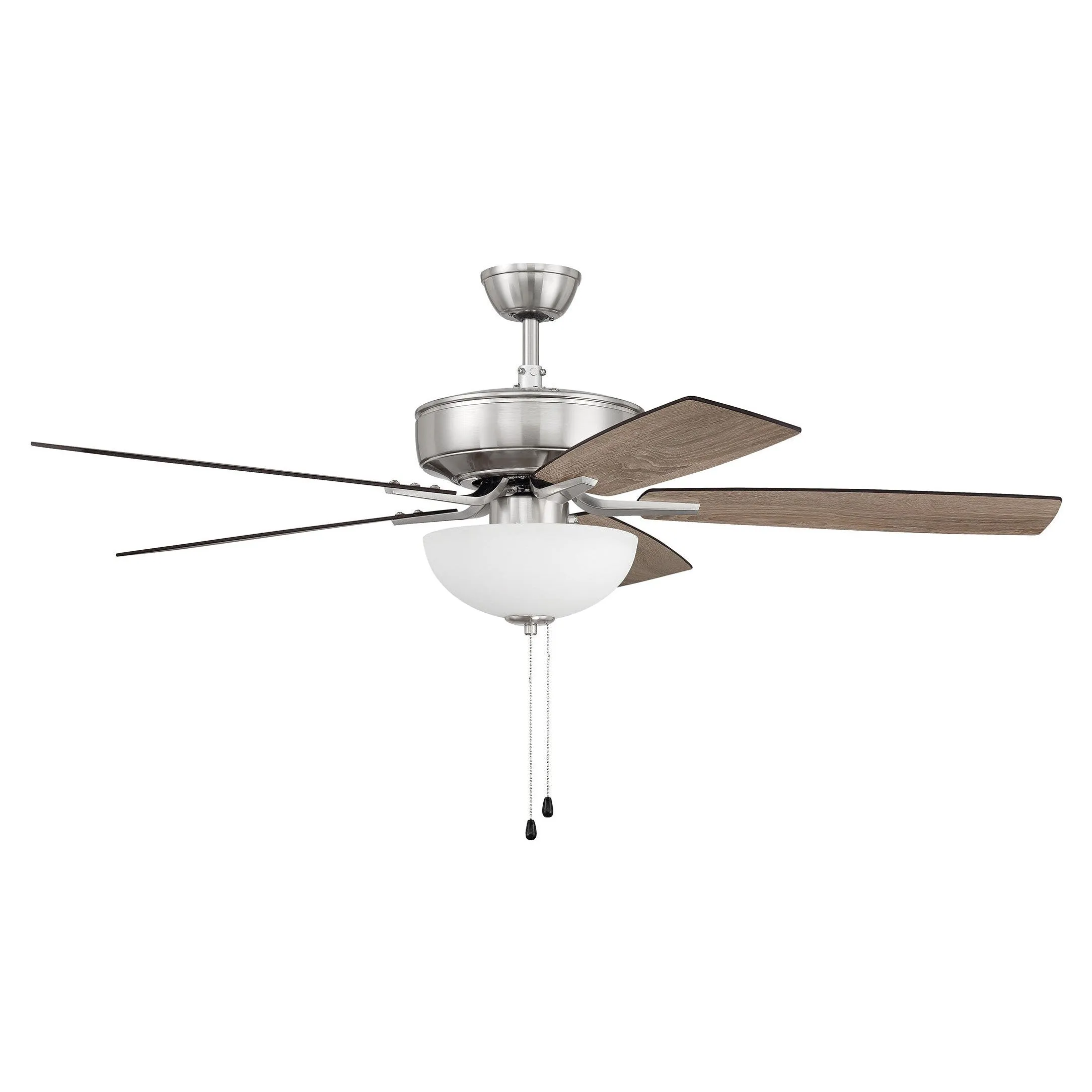 52" Pro Plus 211 in Brushed Polished Nickel w/ Drifwood/Grey Walnut Blades