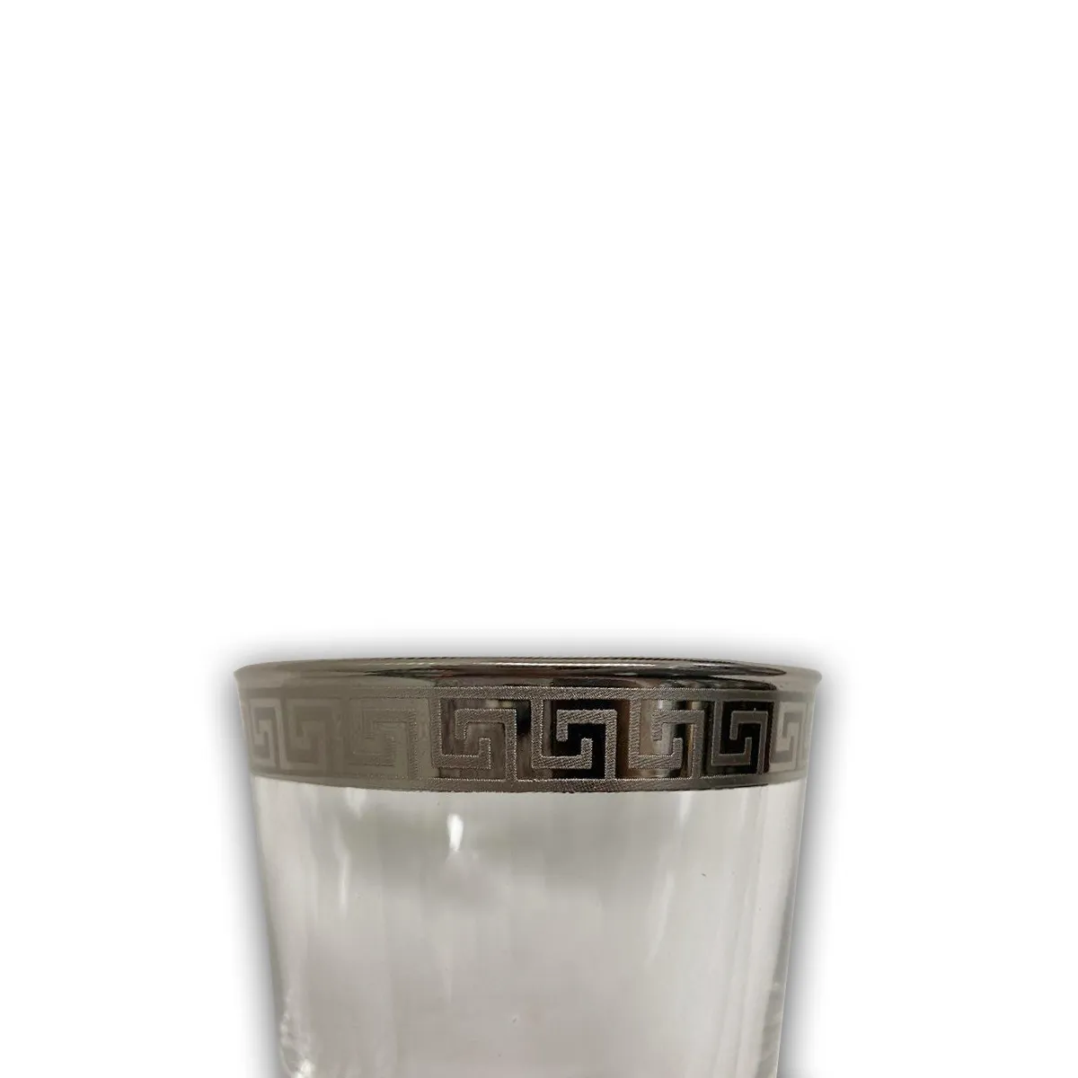 6 PC Short Silver Versace Inspired Design Glass Cups