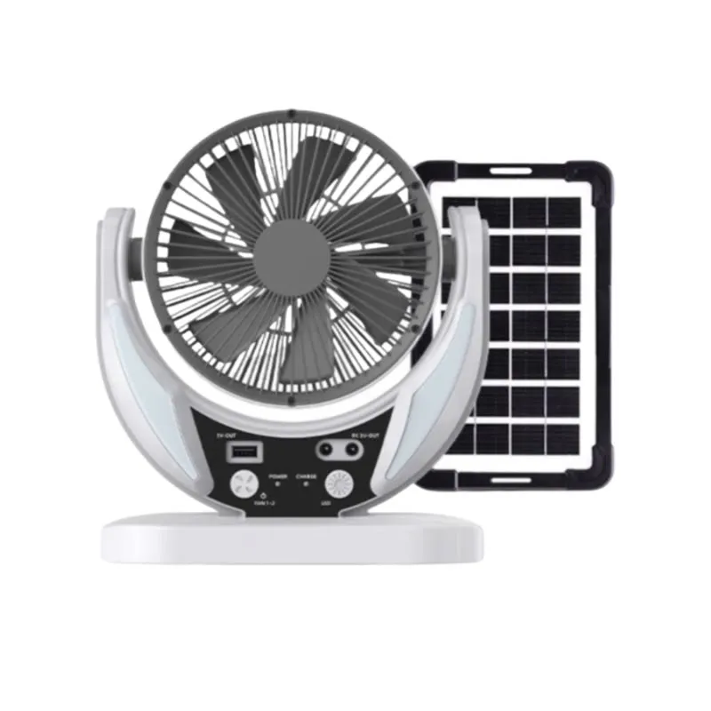 6" Rechargeablesolar Fan With 4500Mah Battery And 6V 4W Solar Panel Op050