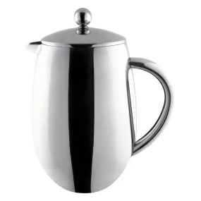 8 Cup Bellied Cafetiere, Double Wall, Mirror