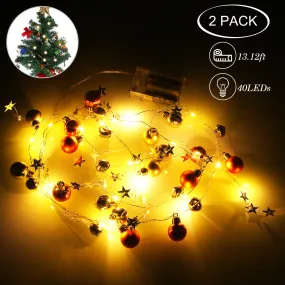 ACEKID 2pcs Bulb and Bell Garland Lights Strings Set Warm White