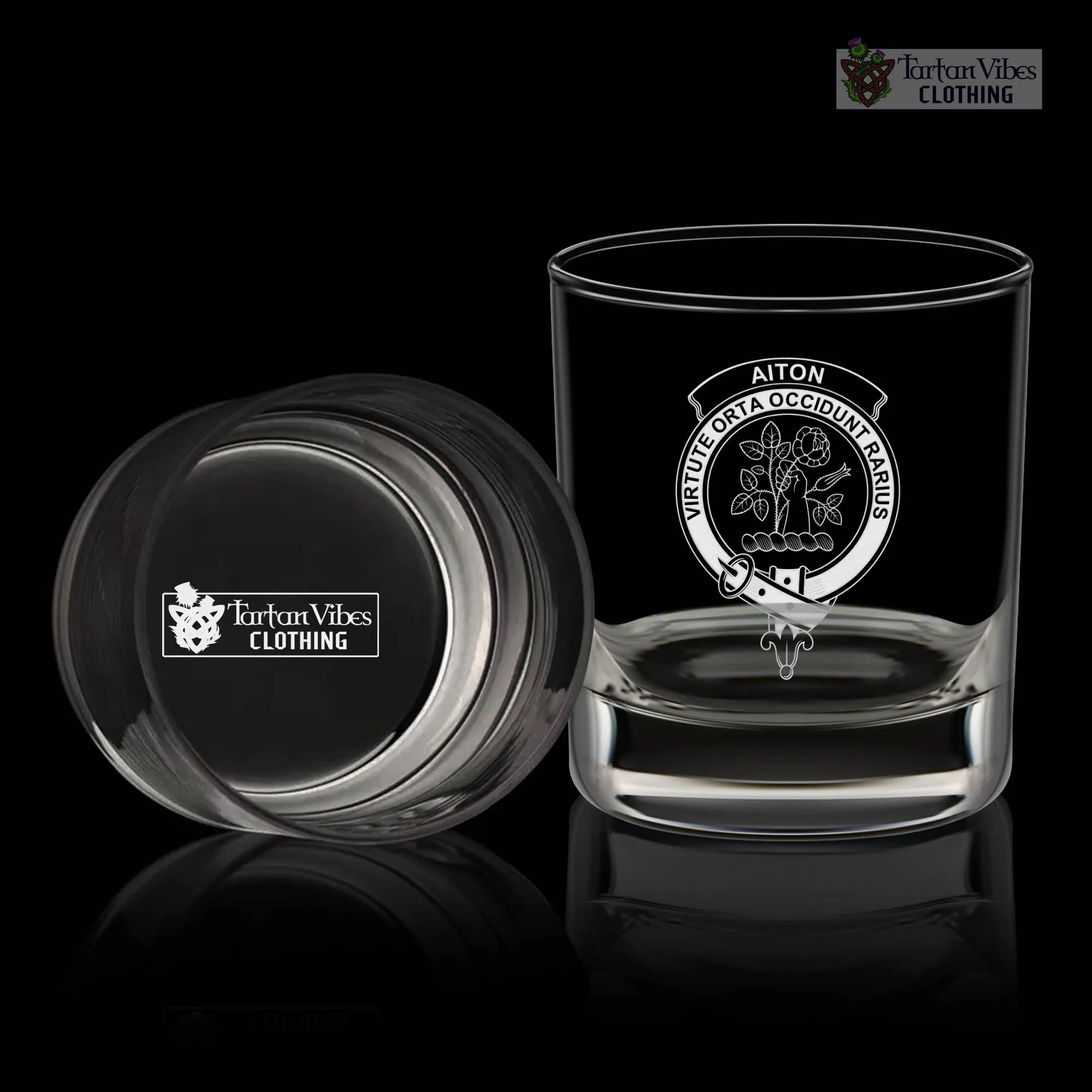 Aiton Family Crest Engraved Whiskey Glass