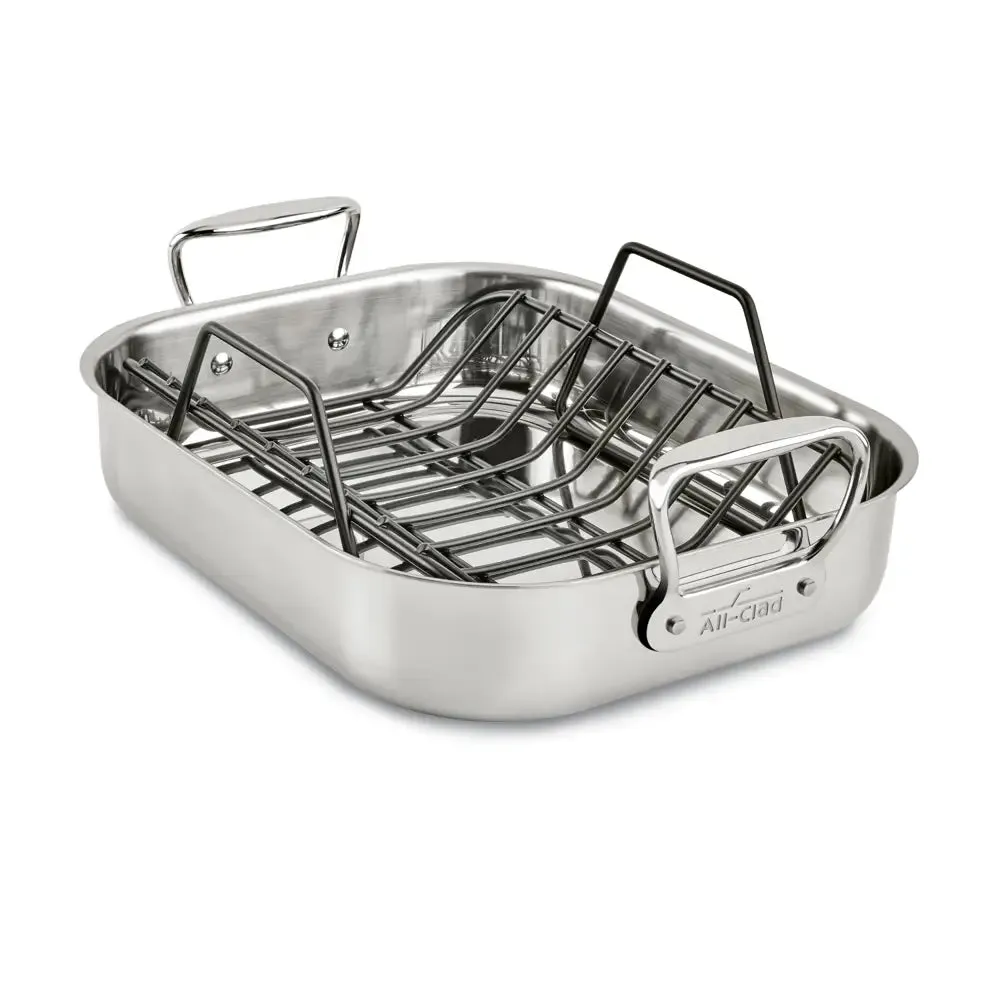 All-Clad Large Stainless Steel Roaster with Rack, 13 x 16 inch - E752C264