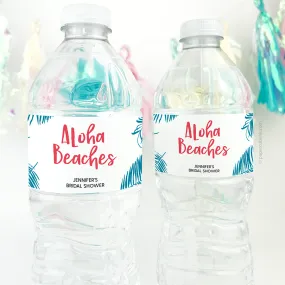 Aloha Beaches Bridal Shower Water Bottle Sticker Labels