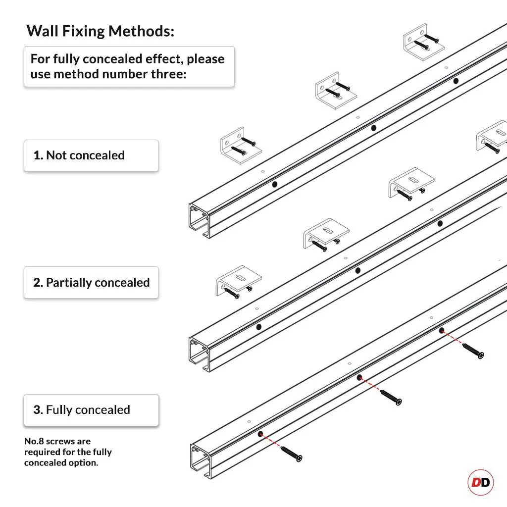 Aluminum Concealed Premium Single Sliding Wall Track for Wooden Doors