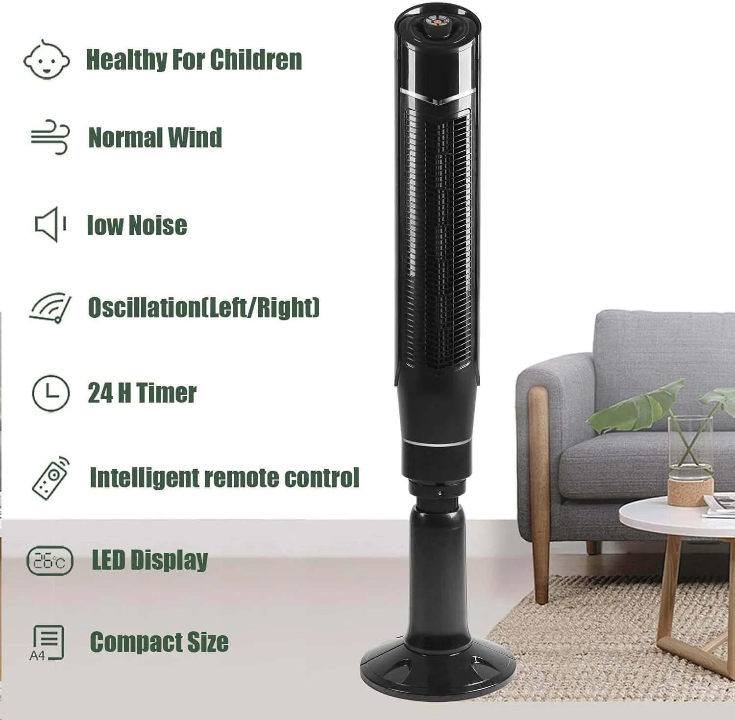 Antarctic Star 59''Tower Fan Oscillating Fan Quiet Cooling Remote Control