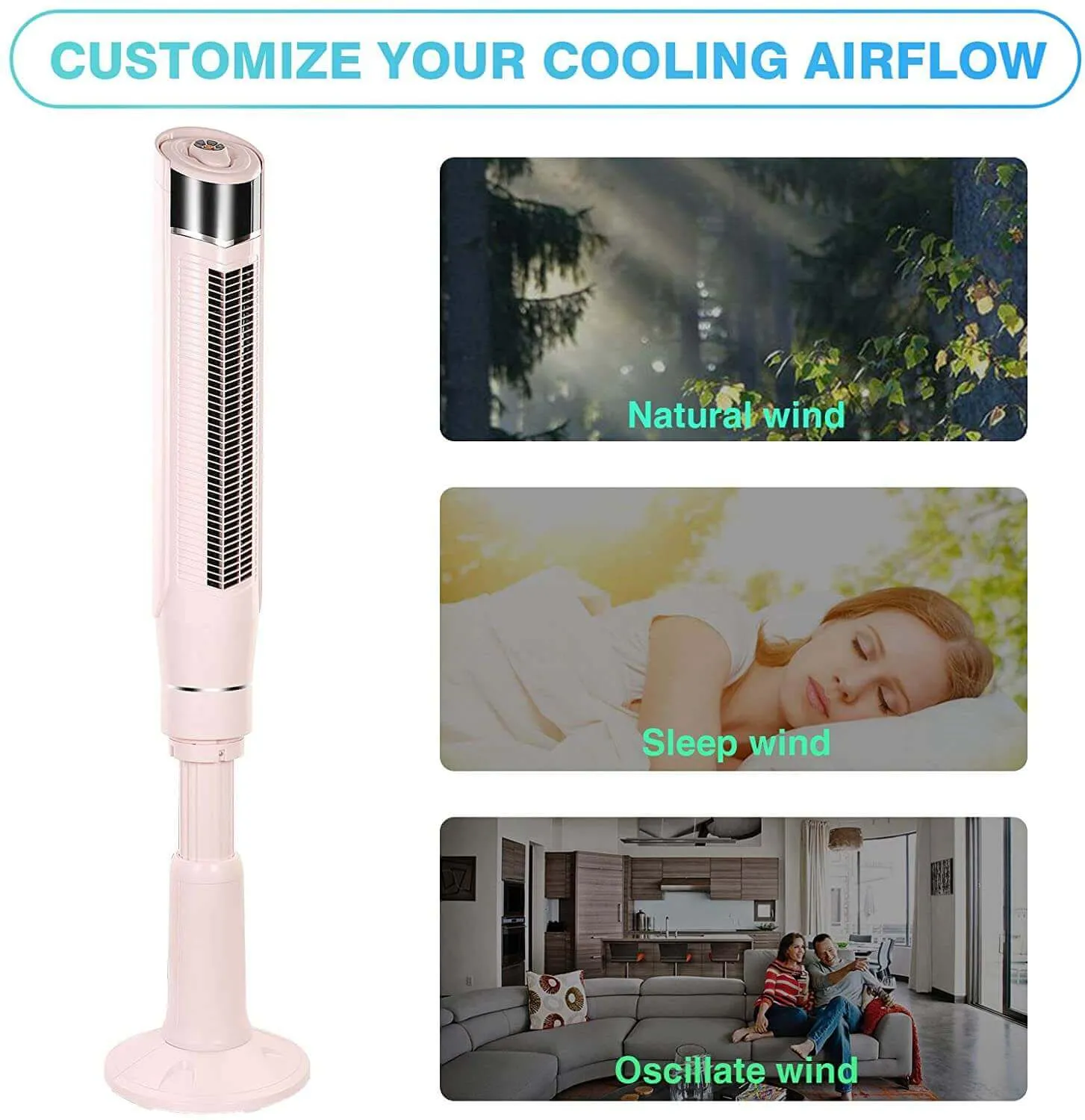 Antarctic Star 59''Tower Fan Oscillating Fan Quiet Cooling Remote Control