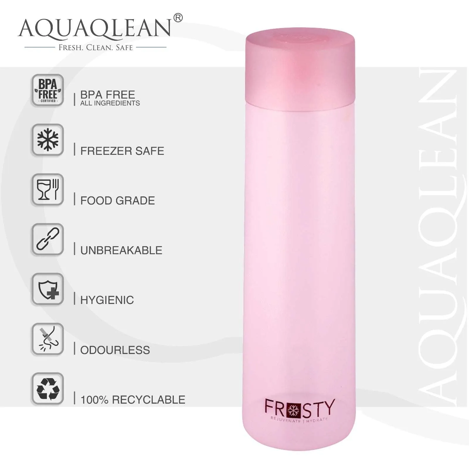 Aquaqlean Frosty 500ml Plastic Water Bottle Gift Set (Pack. of 6 Pieces, 500ml, Multicolour) II Food Grade II Slim & Light Weight