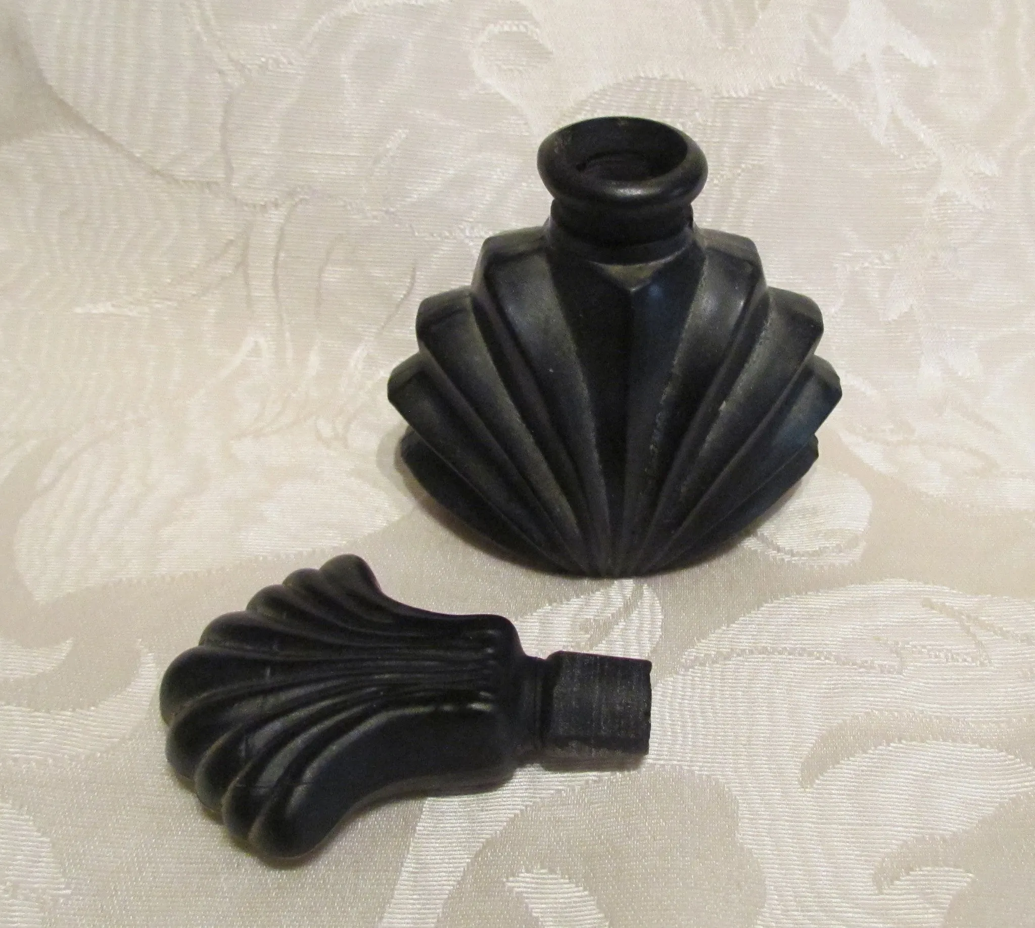 Art Deco Perfume Bottle Black Satin Glass Vanity Accessory