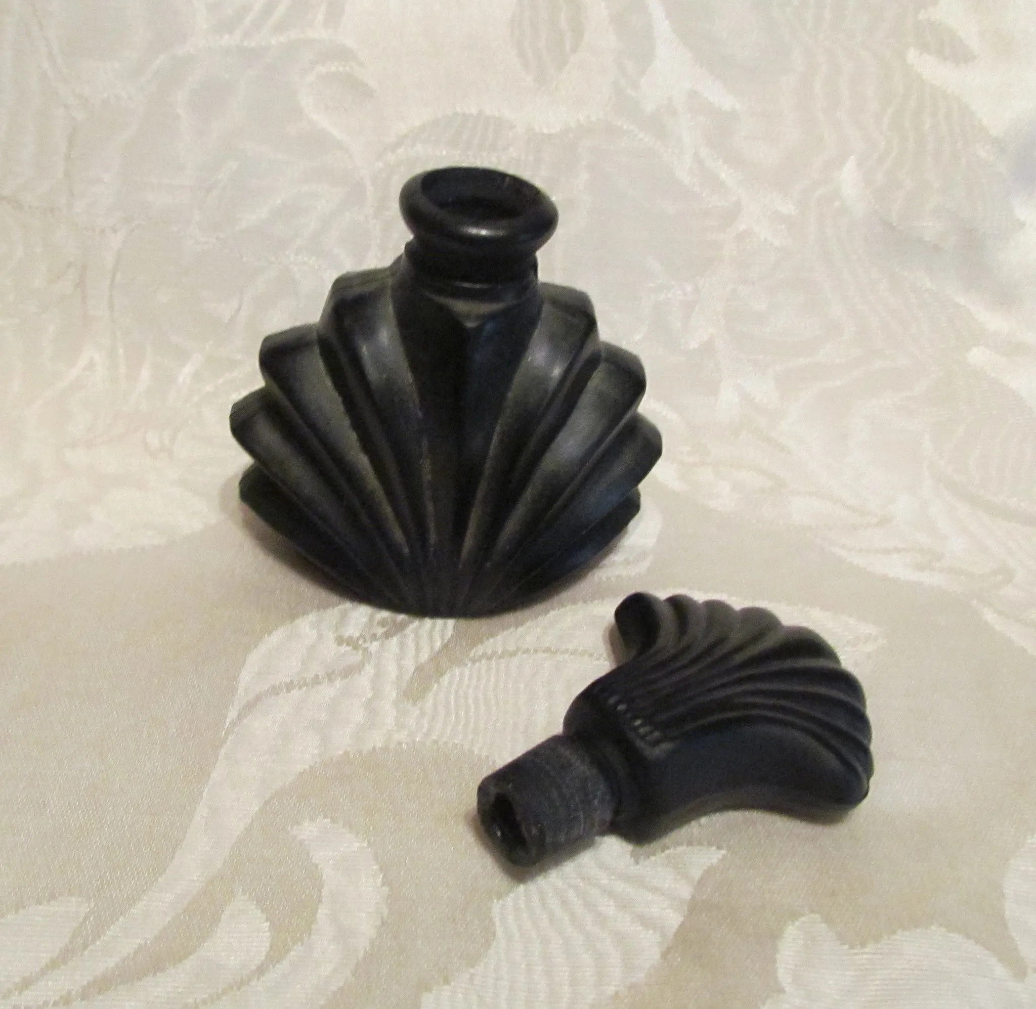 Art Deco Perfume Bottle Black Satin Glass Vanity Accessory