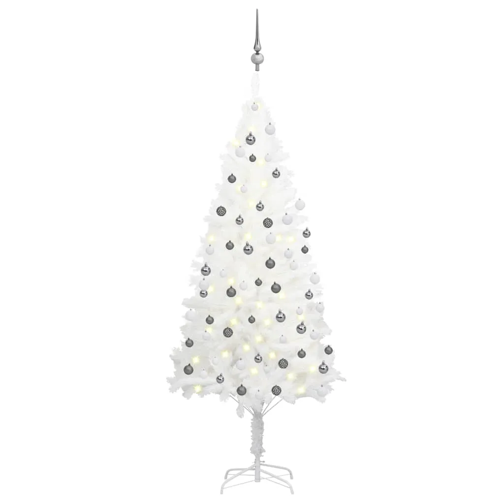 Artificial Christmas Tree with LEDs&Ball Set White 180 cm