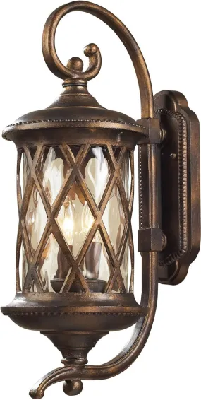 Barrington Gate 2 Light Outdoor Sconce In Hazlenut Bronze and Designer Water Glass