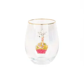 Beaded Cupcake Stemless Wine Glass