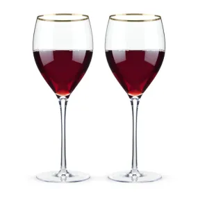 Belmont™ - Gold Rimmed Crystal Red Wine Glasses (Set of 2)