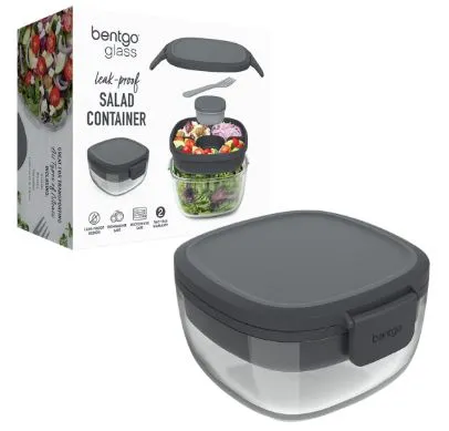 Bentgo All-in-one Glass Salad Container - Dark Grey