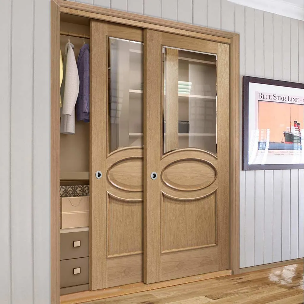 Bespoke Calabria Oak Glazed 2 Door Maximal Wardrobe and Frame Kit