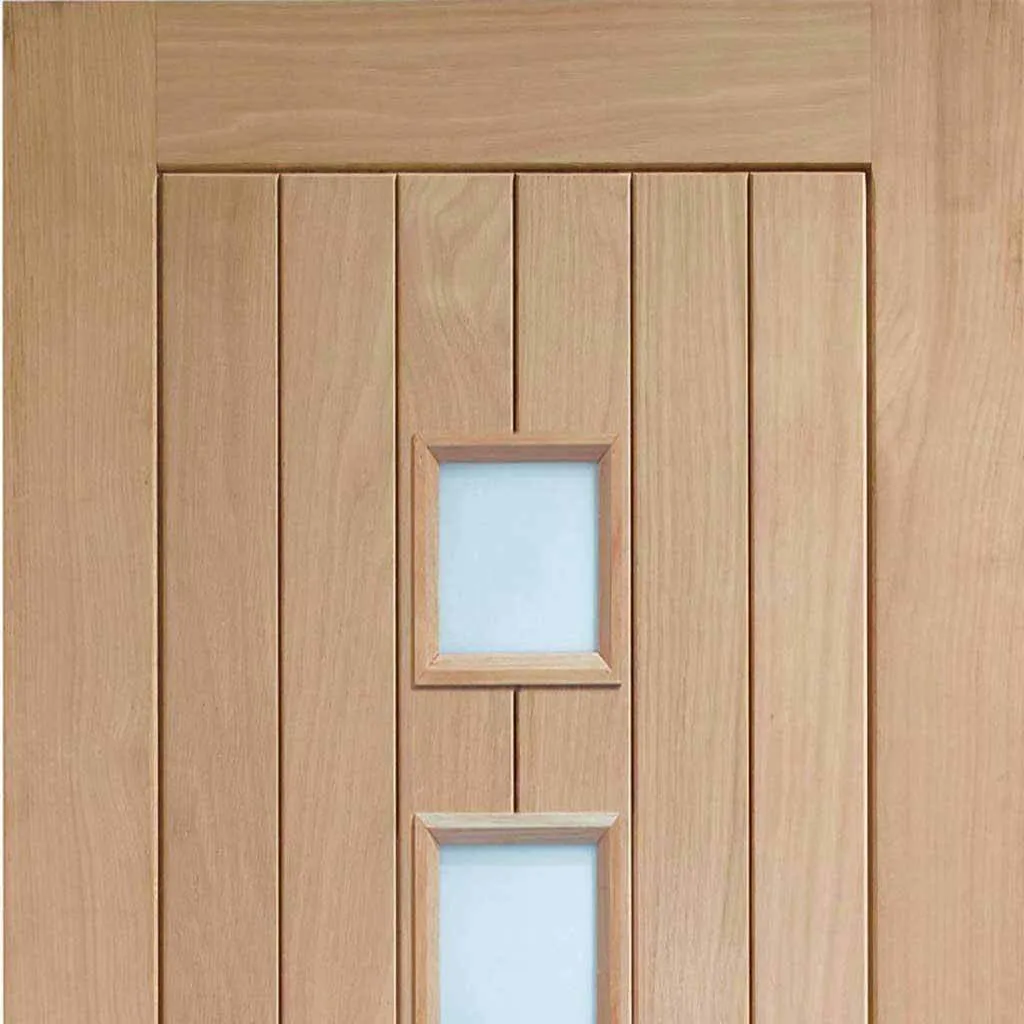 Bespoke Contemporary Suffolk Oak 4L Glazed Single Frameless Pocket Door - Clear Glass