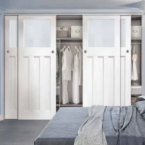 Bespoke DX 1930's Glazed 4 Door Maximal Wardrobe and Frame Kit - White Primed