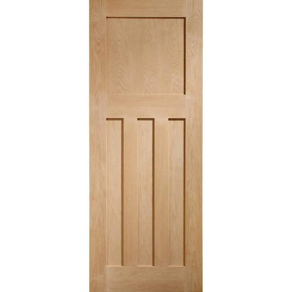 Bespoke DX 1930'S Oak Panel Single Frameless Pocket Door - Prefinished