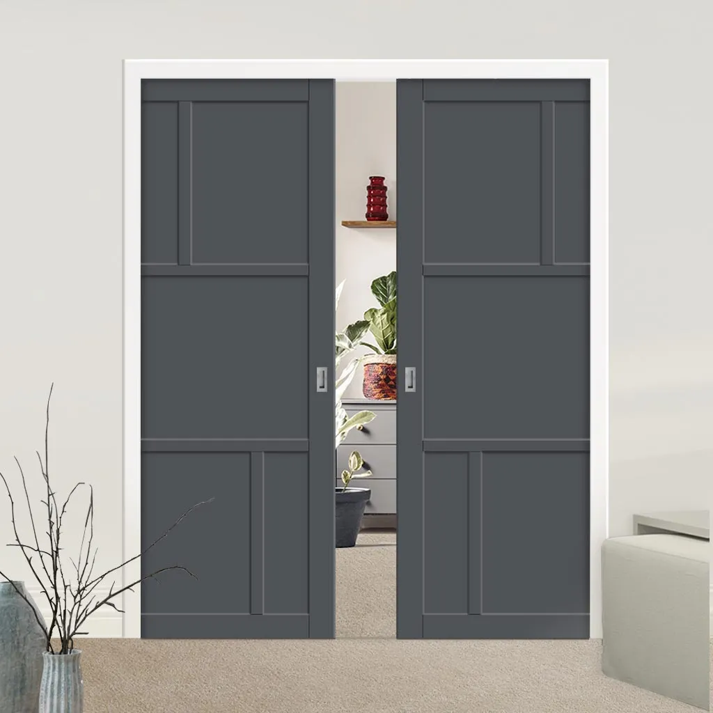 Bespoke Handmade Eco-Urban® Arran 5 Panel Double Evokit Pocket Door DD6432 - Colour Options