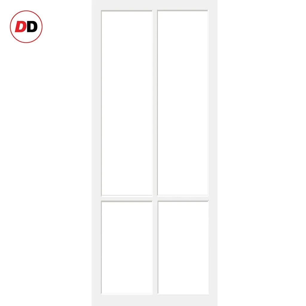 Bespoke Handmade Eco-Urban® Bronx 4 Pane Double Absolute Evokit Pocket Door DD6315SG - Frosted Glass - Colour Options