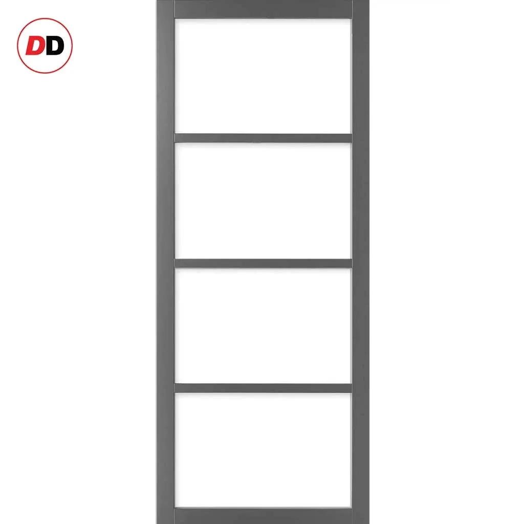 Bespoke Handmade Eco-Urban® Brooklyn 4 Pane Double Absolute Evokit Pocket Door DD6308G - Clear Glass - Colour Options