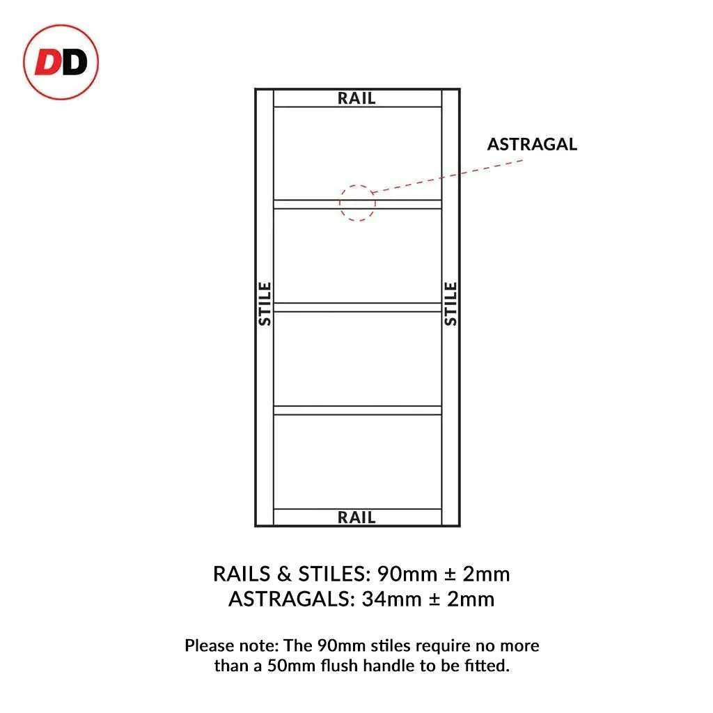 Bespoke Handmade Eco-Urban® Brooklyn 4 Pane Double Absolute Evokit Pocket Door DD6308G - Clear Glass - Colour Options