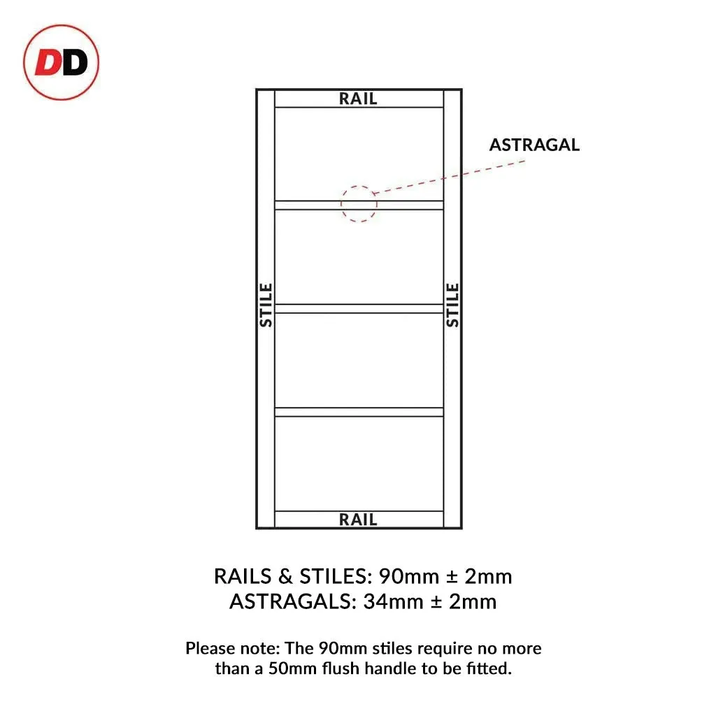 Bespoke Handmade Eco-Urban® Brooklyn 4 Panel Double Absolute Evokit Pocket Door DD6307 - Colour Options