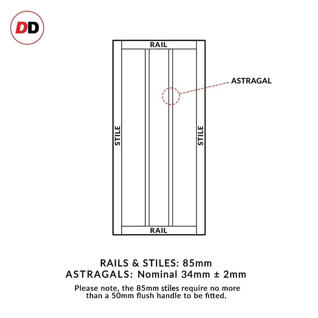 Bespoke Handmade Eco-Urban® Cornwall 1 Pane 2 Panel Double Evokit Pocket Door DD6404G Clear Glass - Colour Options