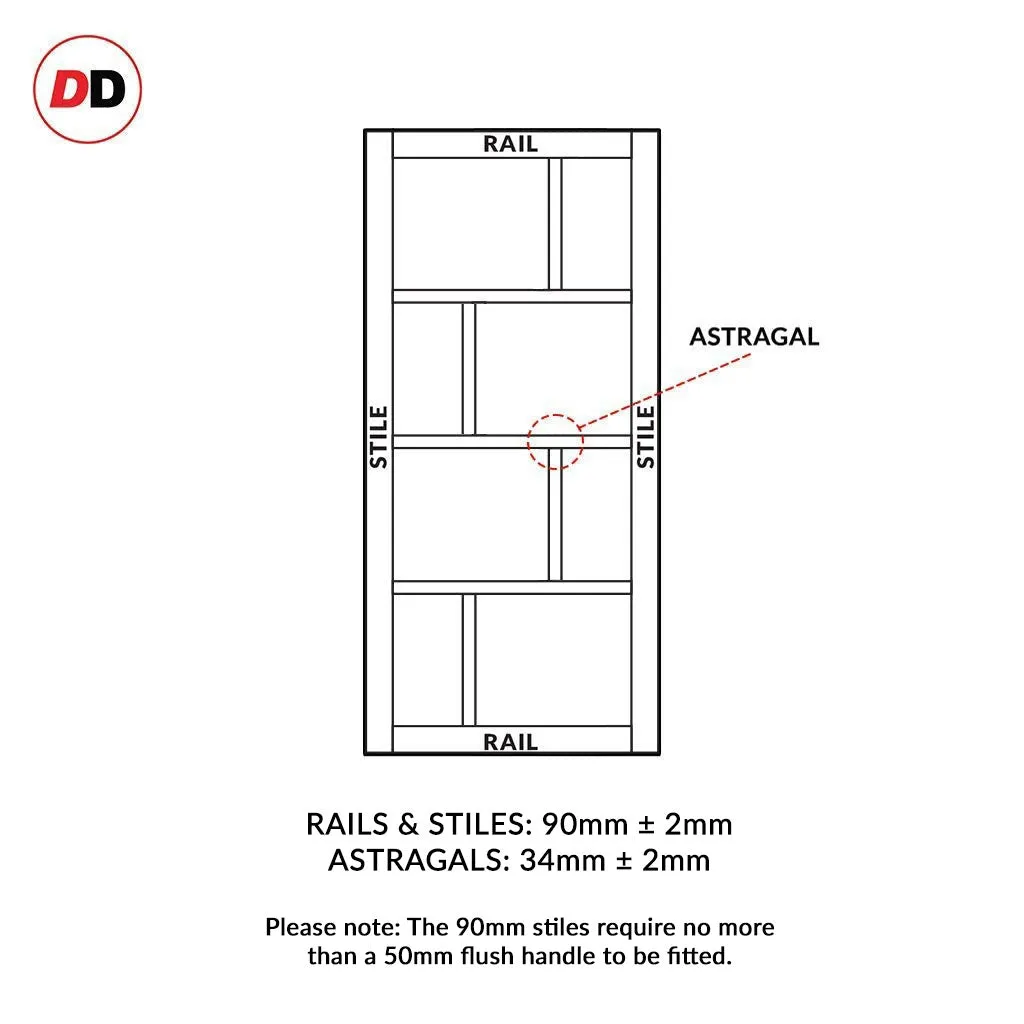 Bespoke Handmade Eco-Urban® Cusco 4 Pane 4 Panel Double Absolute Evokit Pocket Door DD6416SG Frosted Glass - Colour Options