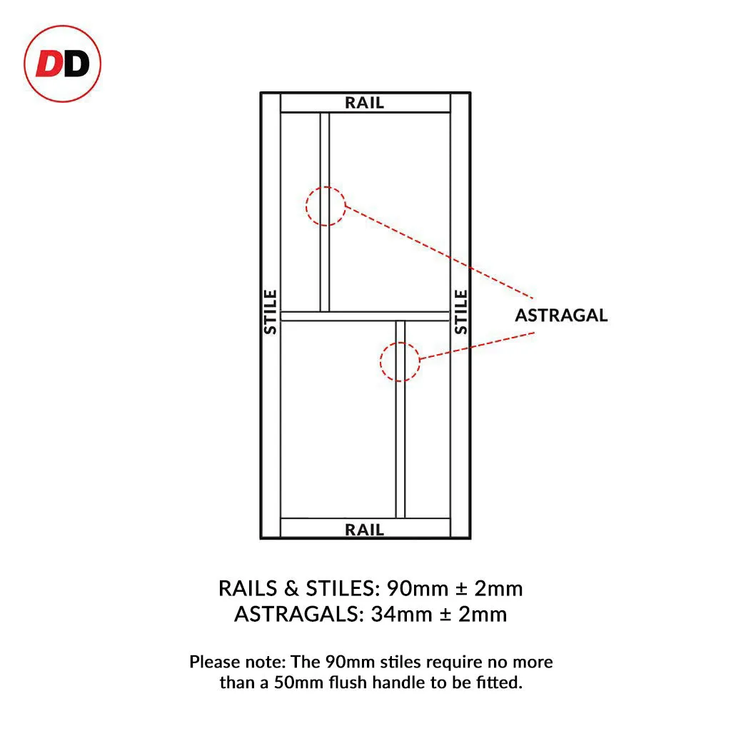 Bespoke Handmade Eco-Urban® Hampton 4 Pane Single Evokit Pocket Door DD6413SG Frosted Glass - Colour Options